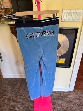 Zara blue velvet track pants size medium